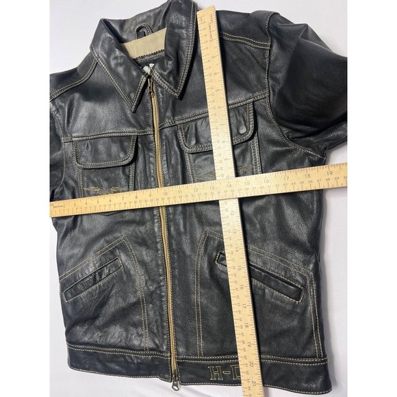 Harley-Davidson Leather Jacket Embroidered Angel Wings Leather Jacket Size M/L - Picture 9 of 13